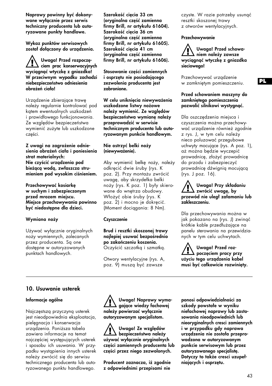 Brill 33 EF User Manual | Page 43 / 72