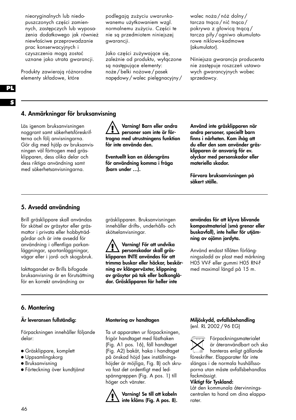 Brill 33 EF User Manual | Page 46 / 72