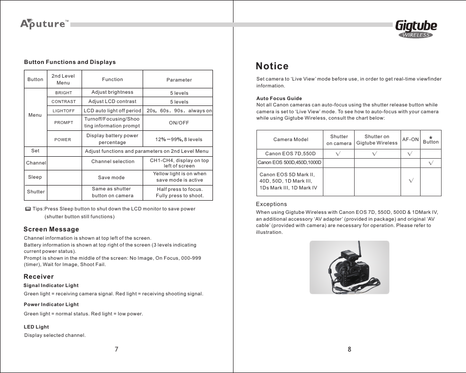 页 11, Notice | Fotodiox Aputure Gigtube Wireless User Manual | Page 5 / 6