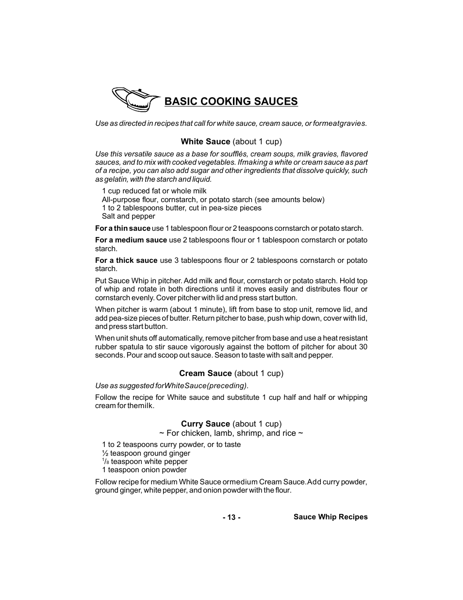 Basic cooking sauces | Gastroback 42414 Automatic Milk-foamer and sauces maker User Manual | Page 13 / 32