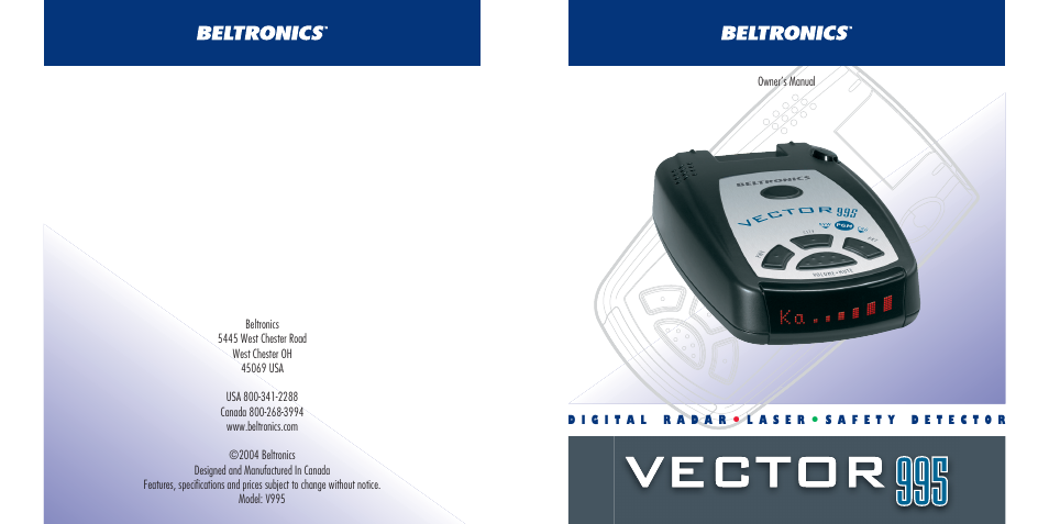 Beltronics 995 User Manual | 16 pages
