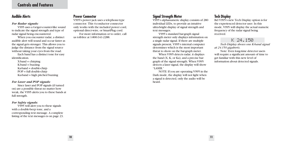 Controls and features | Beltronics 995 User Manual | Page 7 / 16