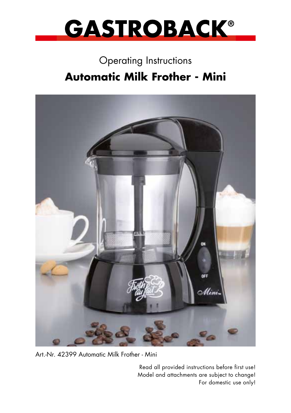 Gastroback 42399 Automatic Milk Frother - Mini User Manual | 14 pages