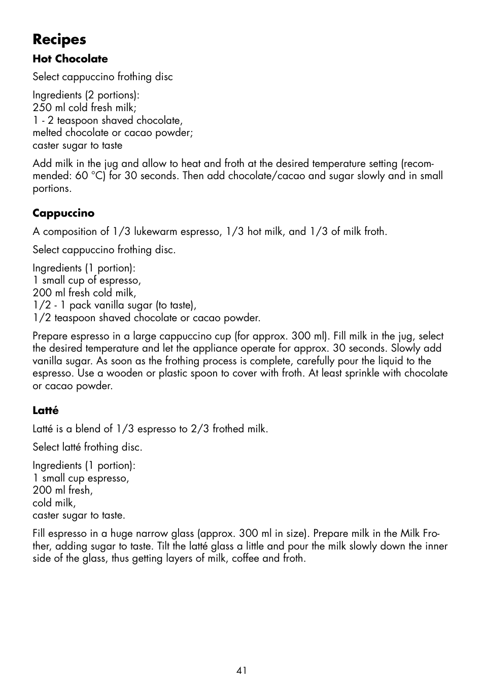 Recipes | Gastroback 42360 Latte Art Milk Frother Advanced User Manual | Page 19 / 22