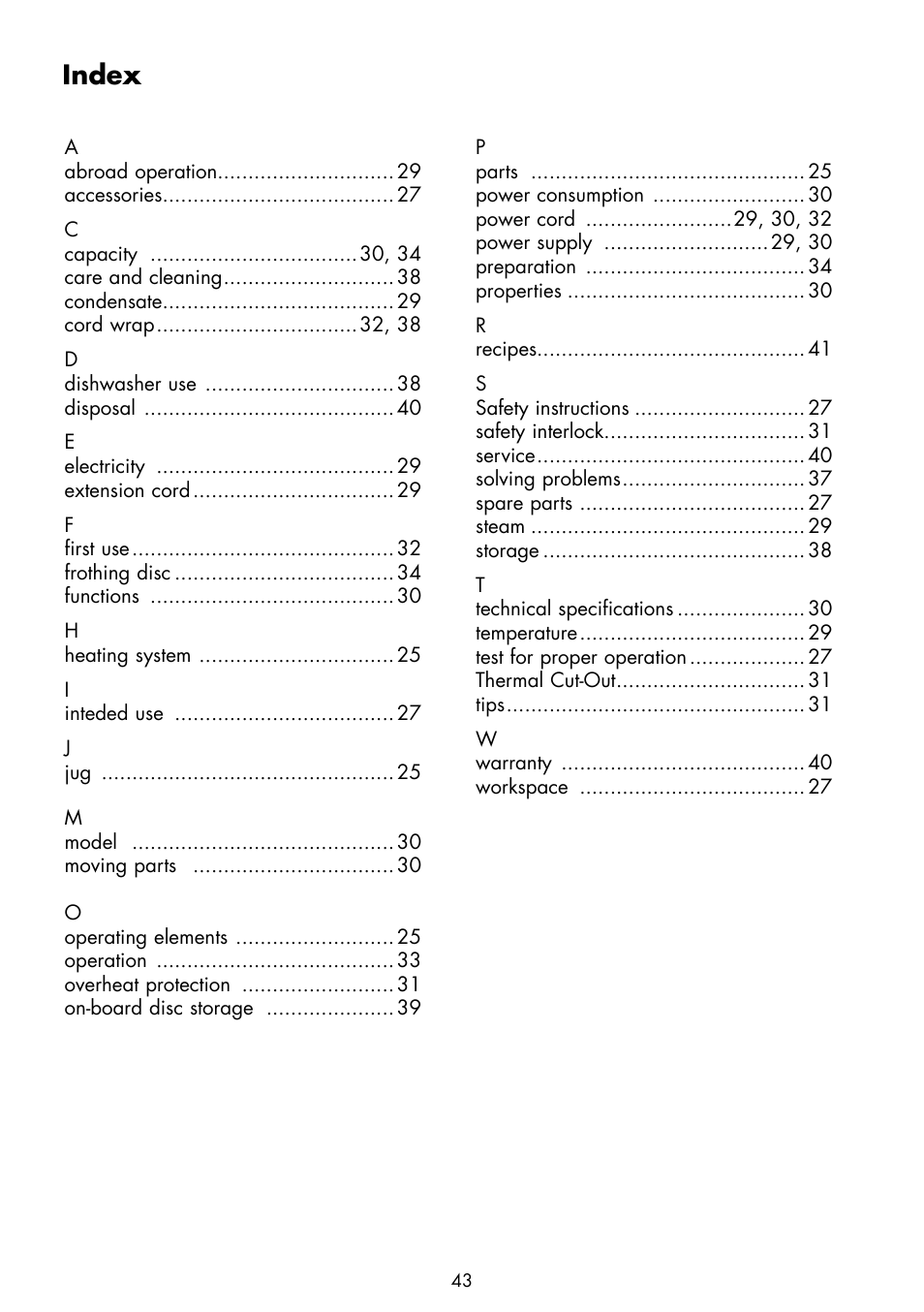 Index | Gastroback 42360 Latte Art Milk Frother Advanced User Manual | Page 21 / 22