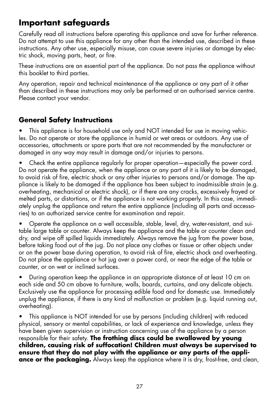 Important safeguards | Gastroback 42360 Latte Art Milk Frother Advanced User Manual | Page 5 / 22