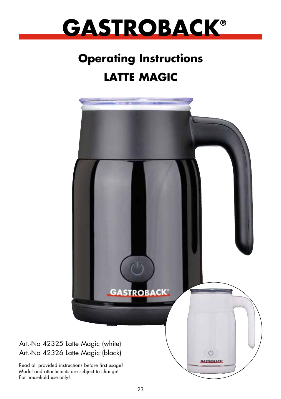 Gastroback 42325 Latte Magic User Manual | 18 pages