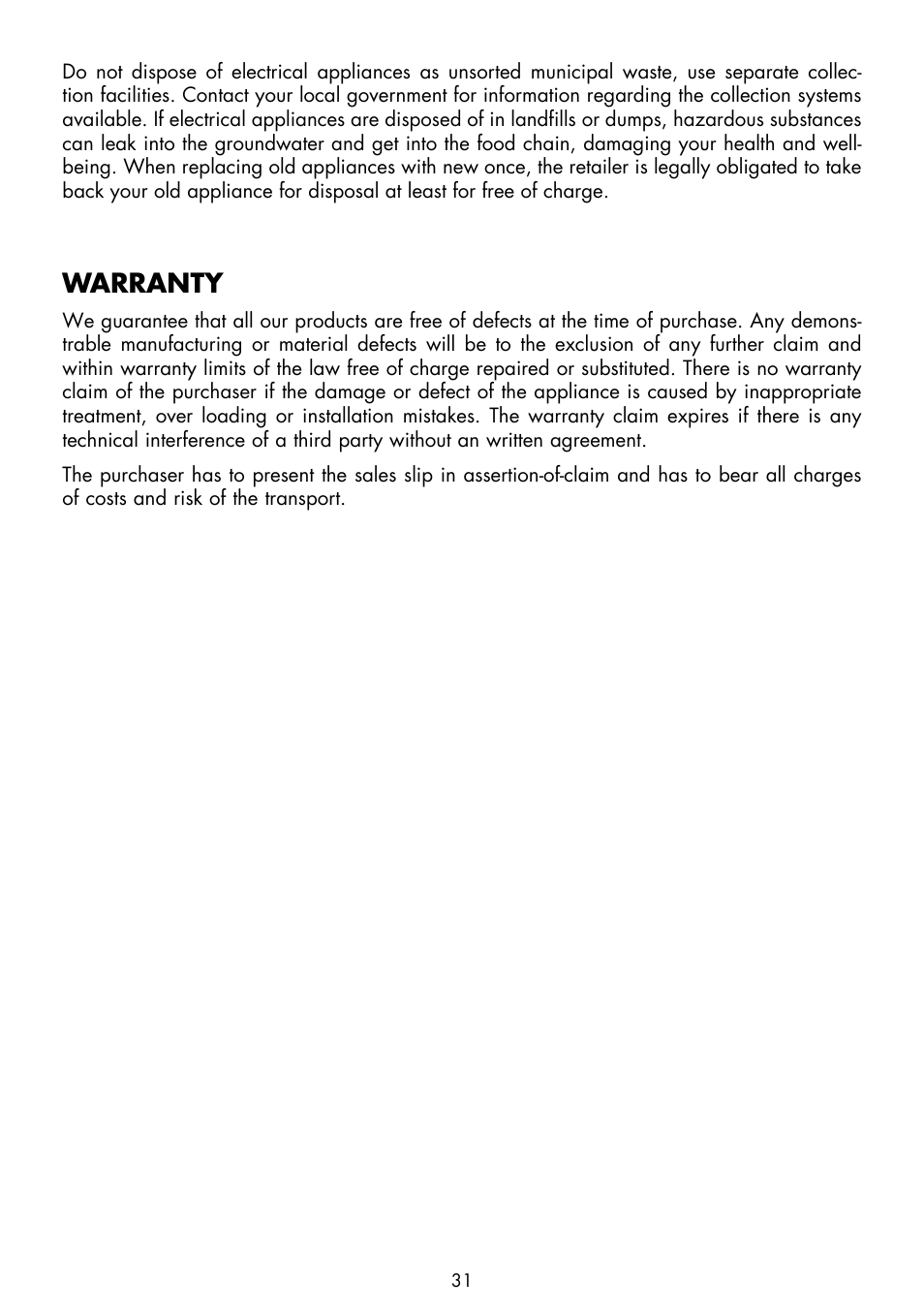 Warranty | Gastroback 42320 Easy Cino Plus Milk Frother User Manual | Page 13 / 18