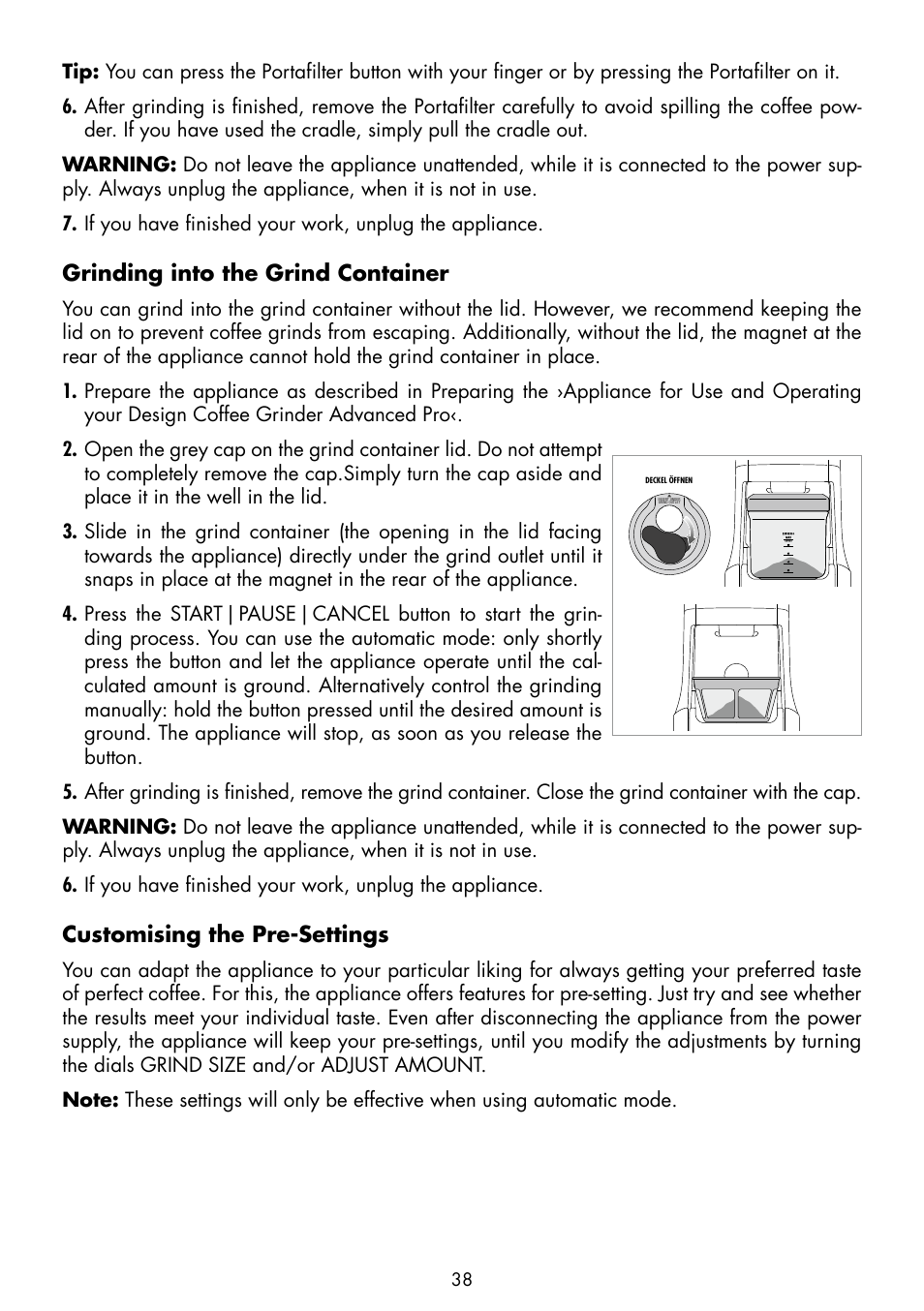 Gastroback 42639 Design Coffee Grinder Advanced Pro User Manual | Page 14 / 23