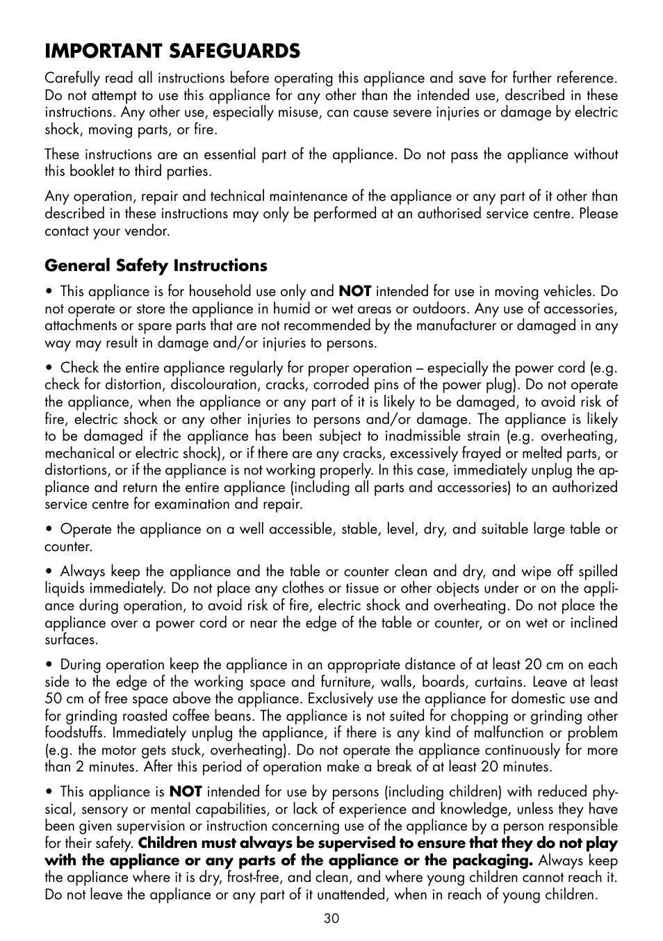 Important safeguards | Gastroback 42639 Design Coffee Grinder Advanced Pro User Manual | Page 6 / 23
