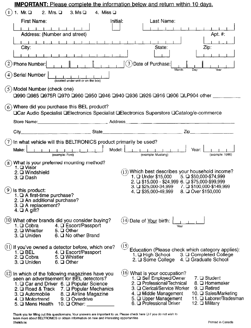 Beltronics 940 User Manual | Page 40 / 40
