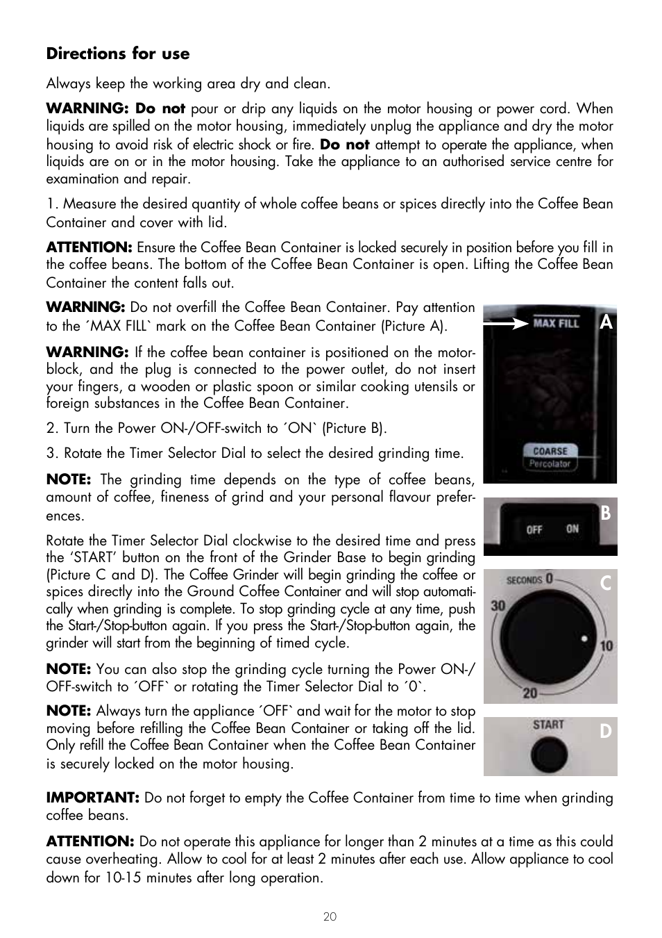 Ad b c | Gastroback 42602 Design Coffee Grinder Advanced User Manual | Page 8 / 12