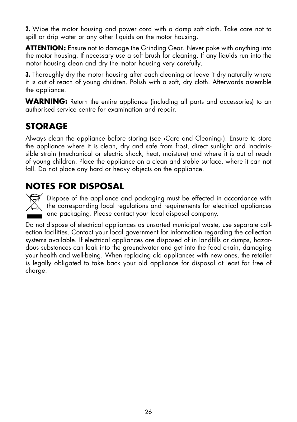 Storage | Gastroback 42601 Design Coffee Grinder Basic User Manual | Page 12 / 14