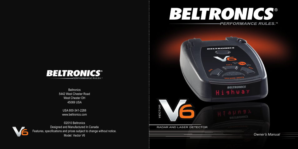 Beltronics V6 User Manual | 16 pages