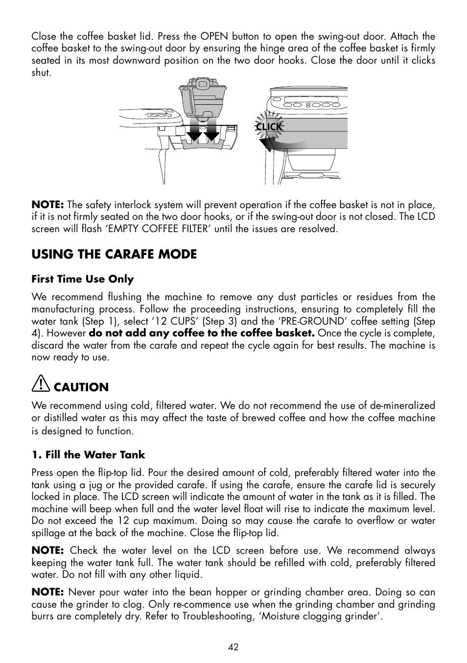 Using the carafe mode | Gastroback 42712 Design Coffee Advanced - Grind & Brew User Manual | Page 10 / 32