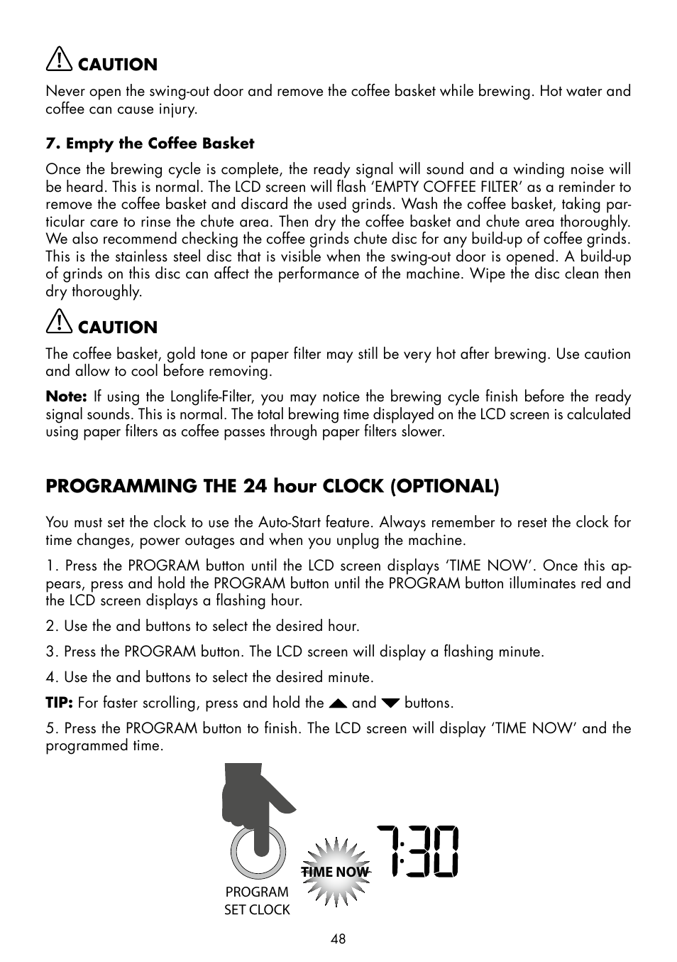 Programming the 24 hour clock (optional) | Gastroback 42712 Design Coffee Advanced - Grind & Brew User Manual | Page 16 / 32