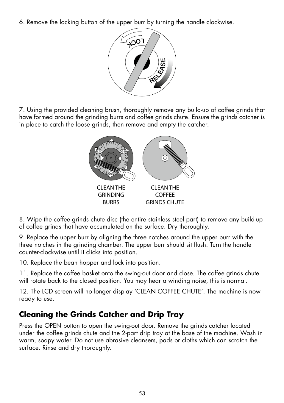 Cleaning the grinds catcher and drip tray | Gastroback 42712 Design Coffee Advanced - Grind & Brew User Manual | Page 21 / 32