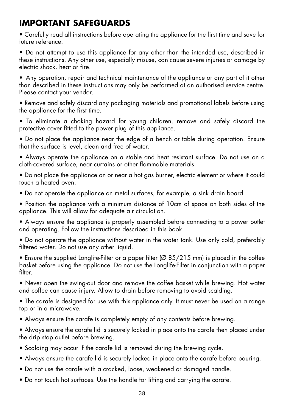 Important safeguards | Gastroback 42712 Design Coffee Advanced - Grind & Brew User Manual | Page 6 / 32