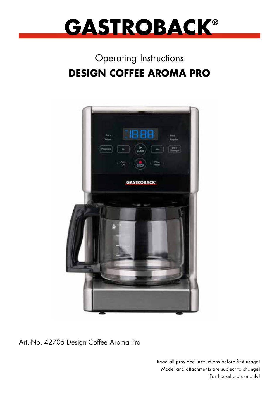 Gastroback 42705 Design Coffee Aroma Pro User Manual | 20 pages