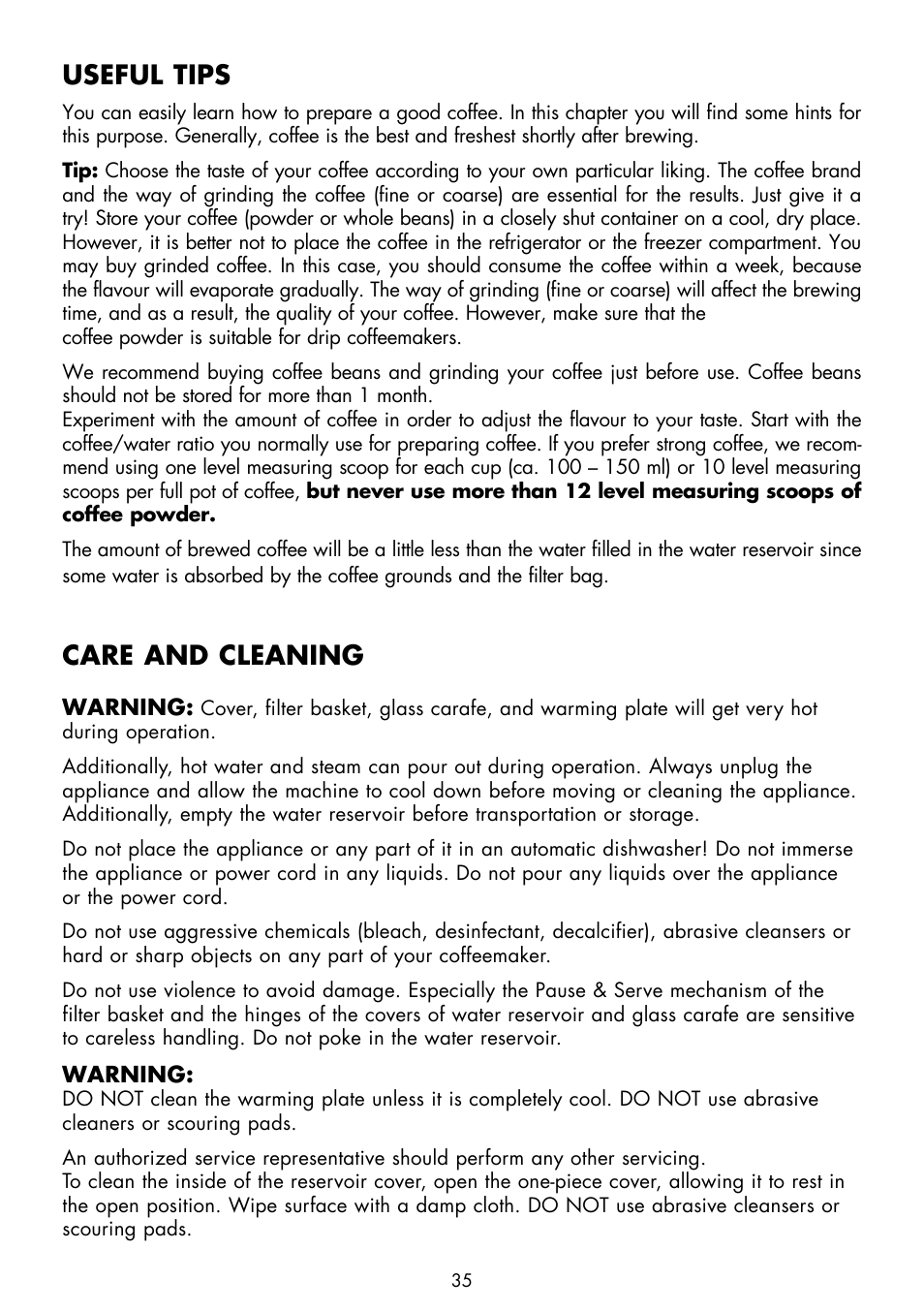 Useful tips, Care and cleaning | Gastroback 42705 Design Coffee Aroma Pro User Manual | Page 15 / 20
