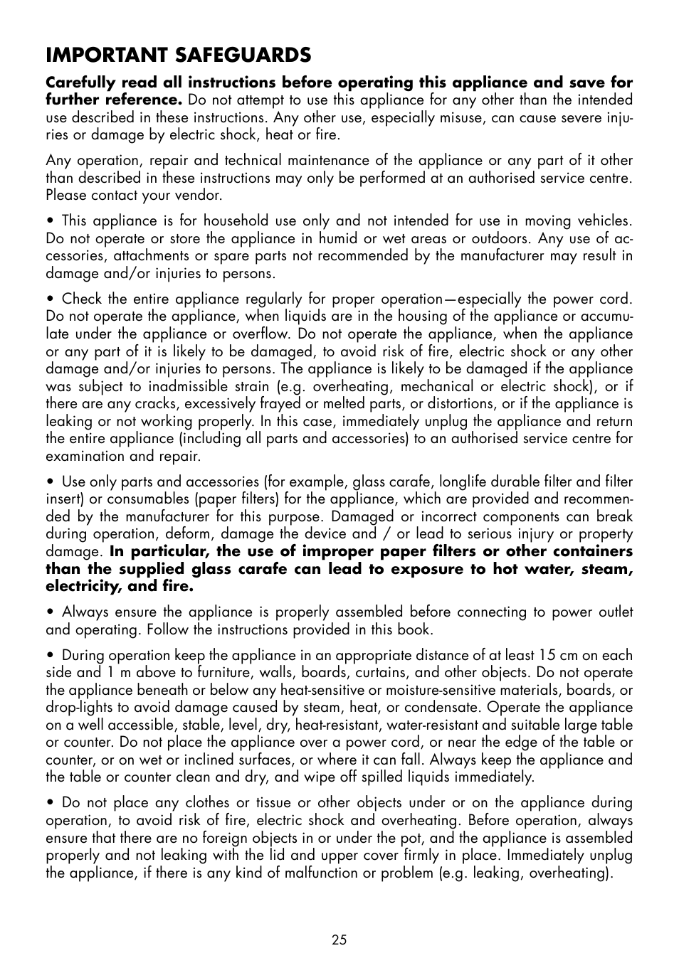 Important safeguards | Gastroback 42705 Design Coffee Aroma Pro User Manual | Page 5 / 20
