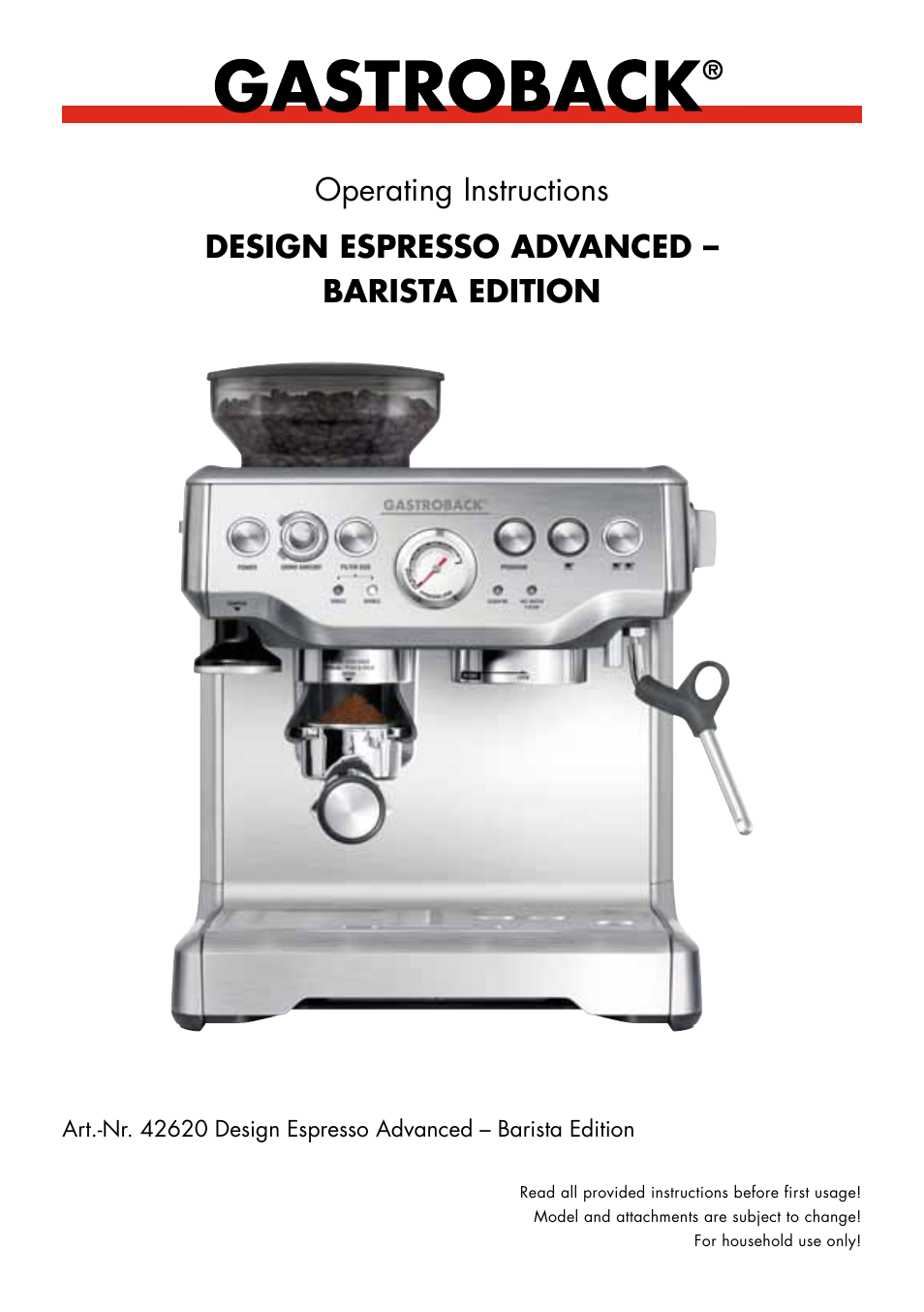 Gastroback 42620 Design Espresso Advanced - Barista Edition User Manual | 36 pages