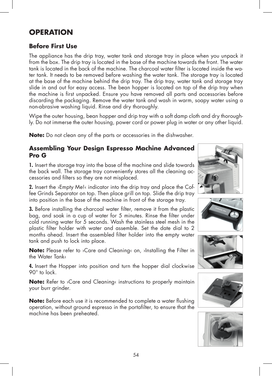 Operation | Gastroback 42612 Design Espresso Machine Advanced Pro G User Manual | Page 16 / 38