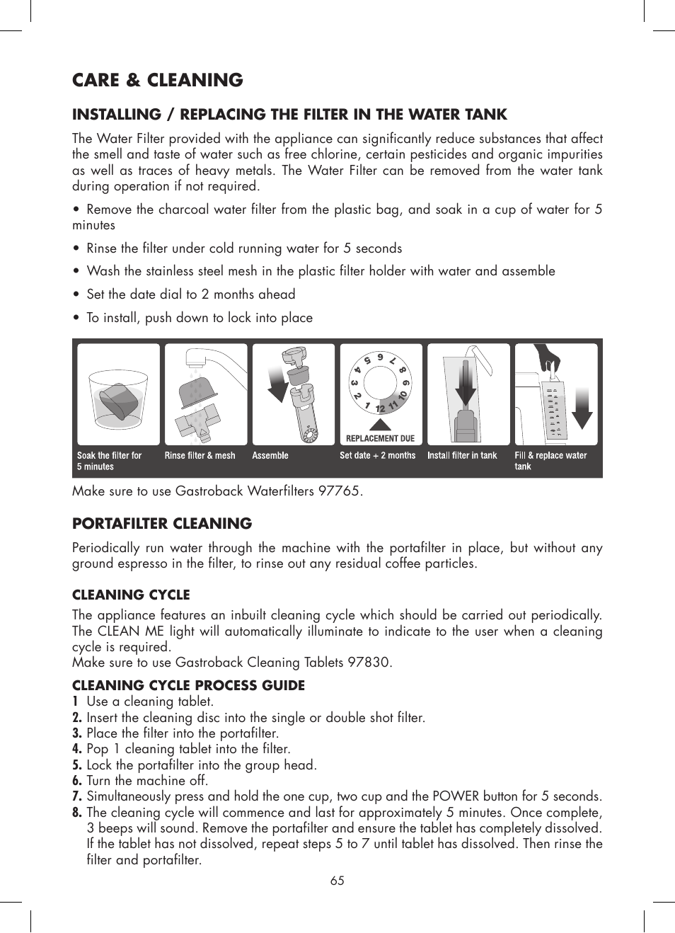 Care & cleaning | Gastroback 42612 Design Espresso Machine Advanced Pro G User Manual | Page 27 / 38