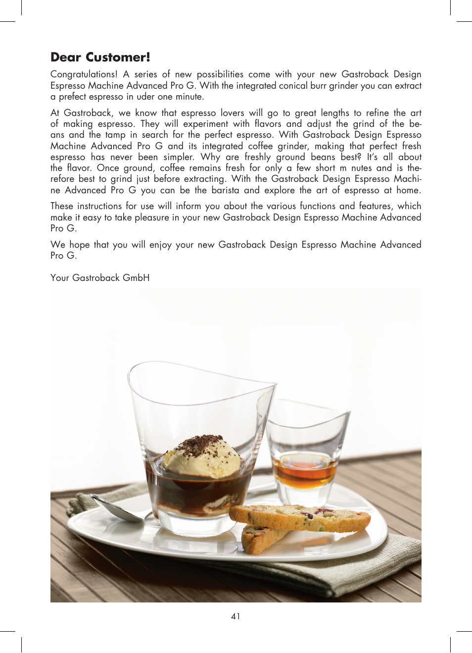 Dear customer | Gastroback 42612 Design Espresso Machine Advanced Pro G User Manual | Page 3 / 38