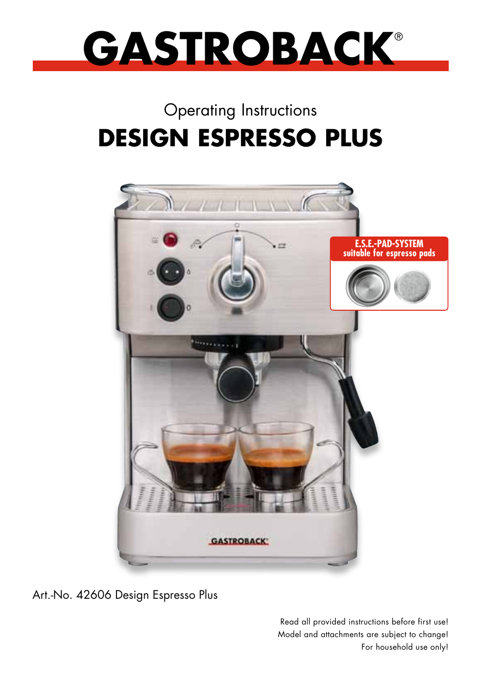 Gastroback 42606 Design Espresso Plus User Manual | 30 pages