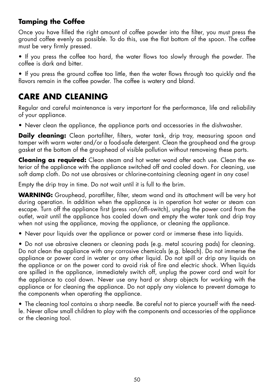 Care and cleaning | Gastroback 42606 Design Espresso Plus User Manual | Page 20 / 30