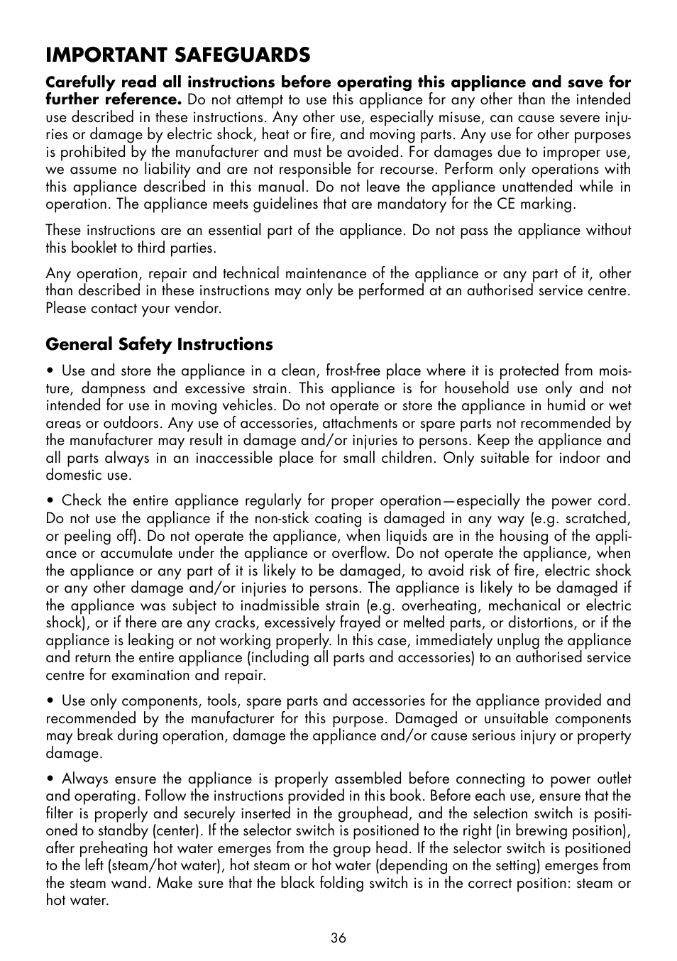 Important safeguards | Gastroback 42606 Design Espresso Plus User Manual | Page 6 / 30