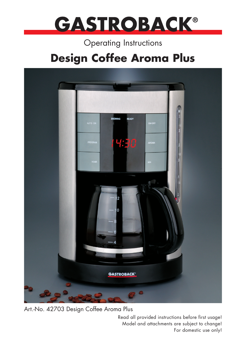 Gastroback 42703 Design Coffee Aroma Plus User Manual | 18 pages