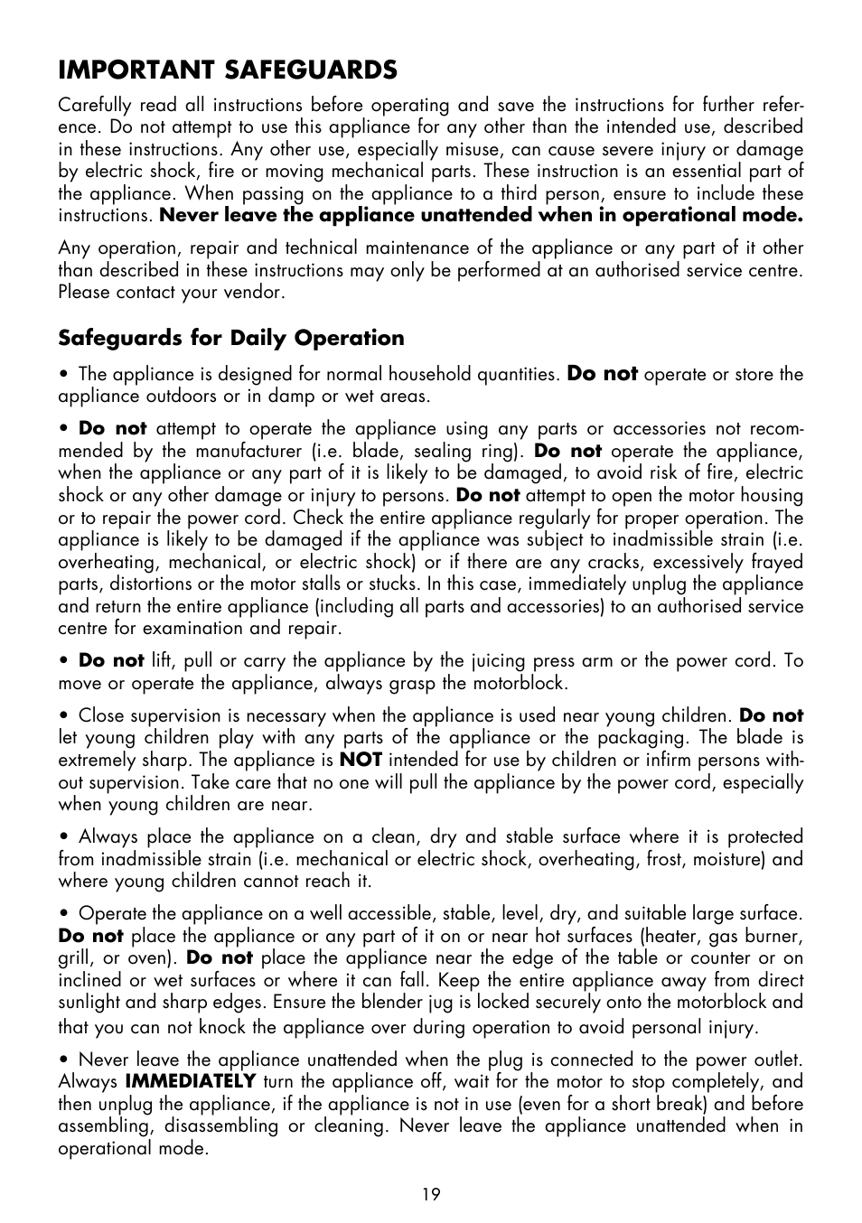 Important safeguards | Gastroback 41124 Electric Citrus Juicer User Manual | Page 5 / 14