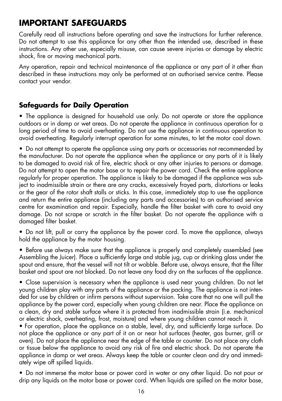 Important safeguards | Gastroback 41138 Citrus Press Home Culture User Manual | Page 4 / 11