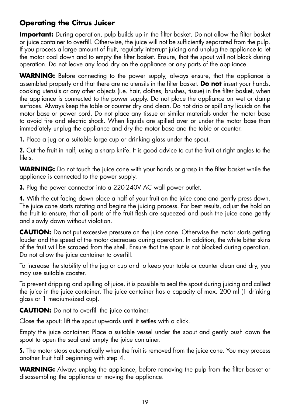 Gastroback 41138 Citrus Press Home Culture User Manual | Page 7 / 11