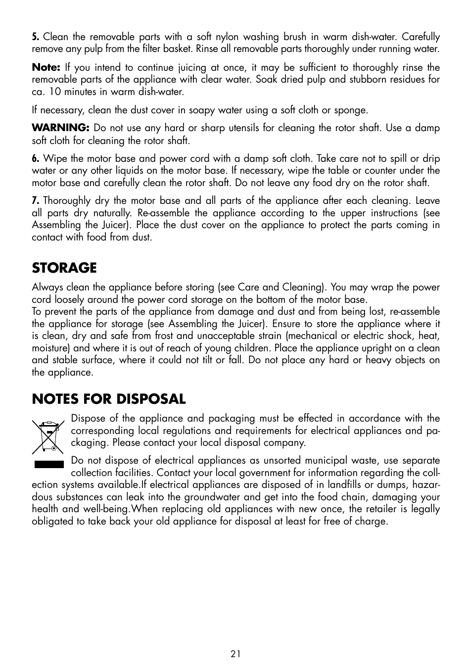 Storage | Gastroback 41138 Citrus Press Home Culture User Manual | Page 9 / 11