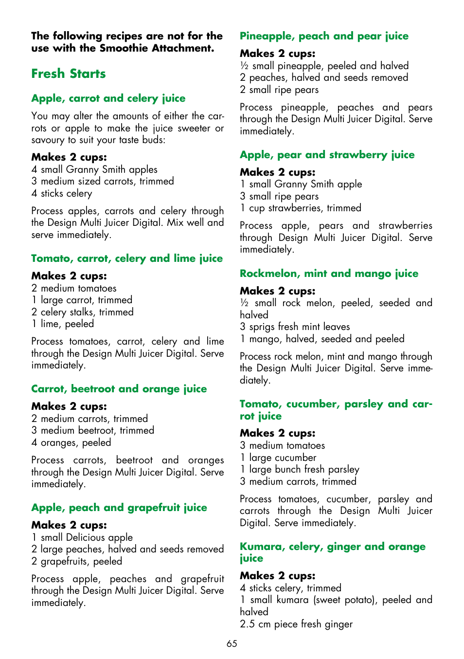 Fresh starts | Gastroback 40138 Design Multi Juicer Digital - Smoothie User Manual | Page 27 / 36