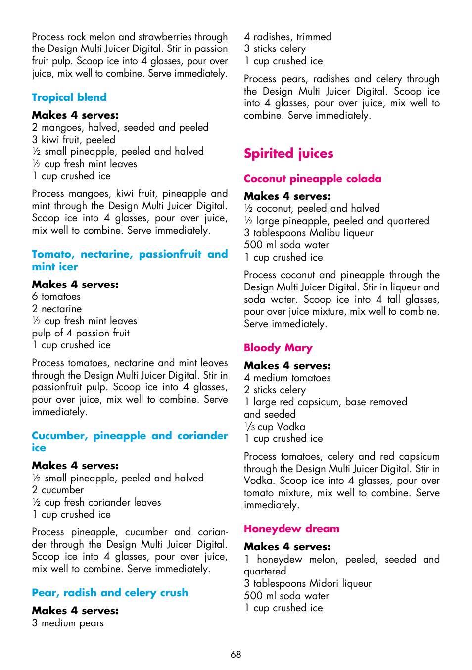 Spirited juices | Gastroback 40138 Design Multi Juicer Digital - Smoothie User Manual | Page 30 / 36