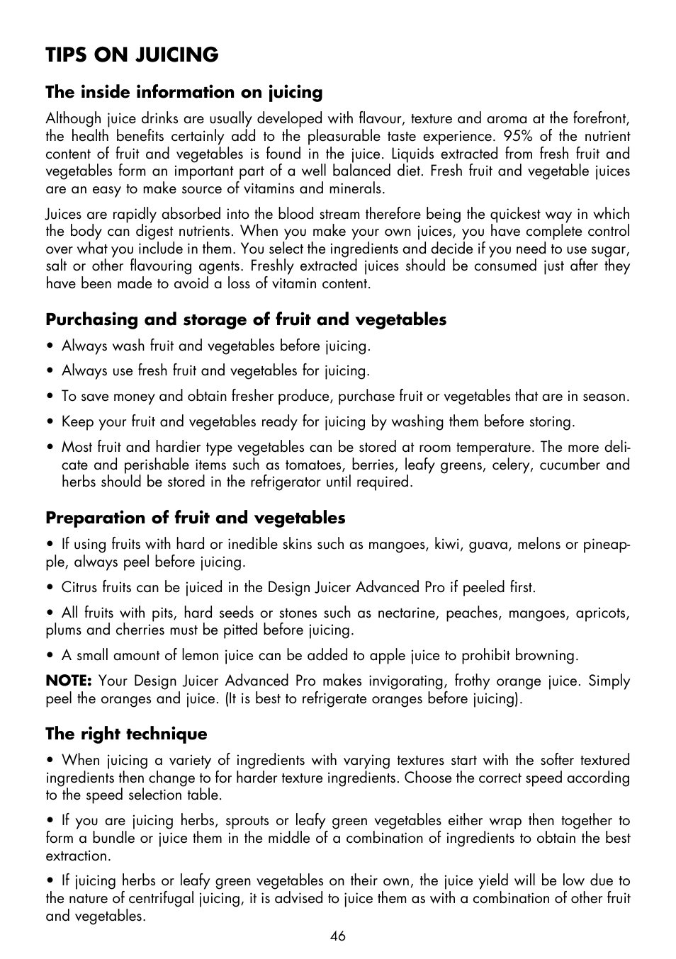 Tips on juicing | Gastroback 40133 Design Juicer Advanced Pro User Manual | Page 16 / 26