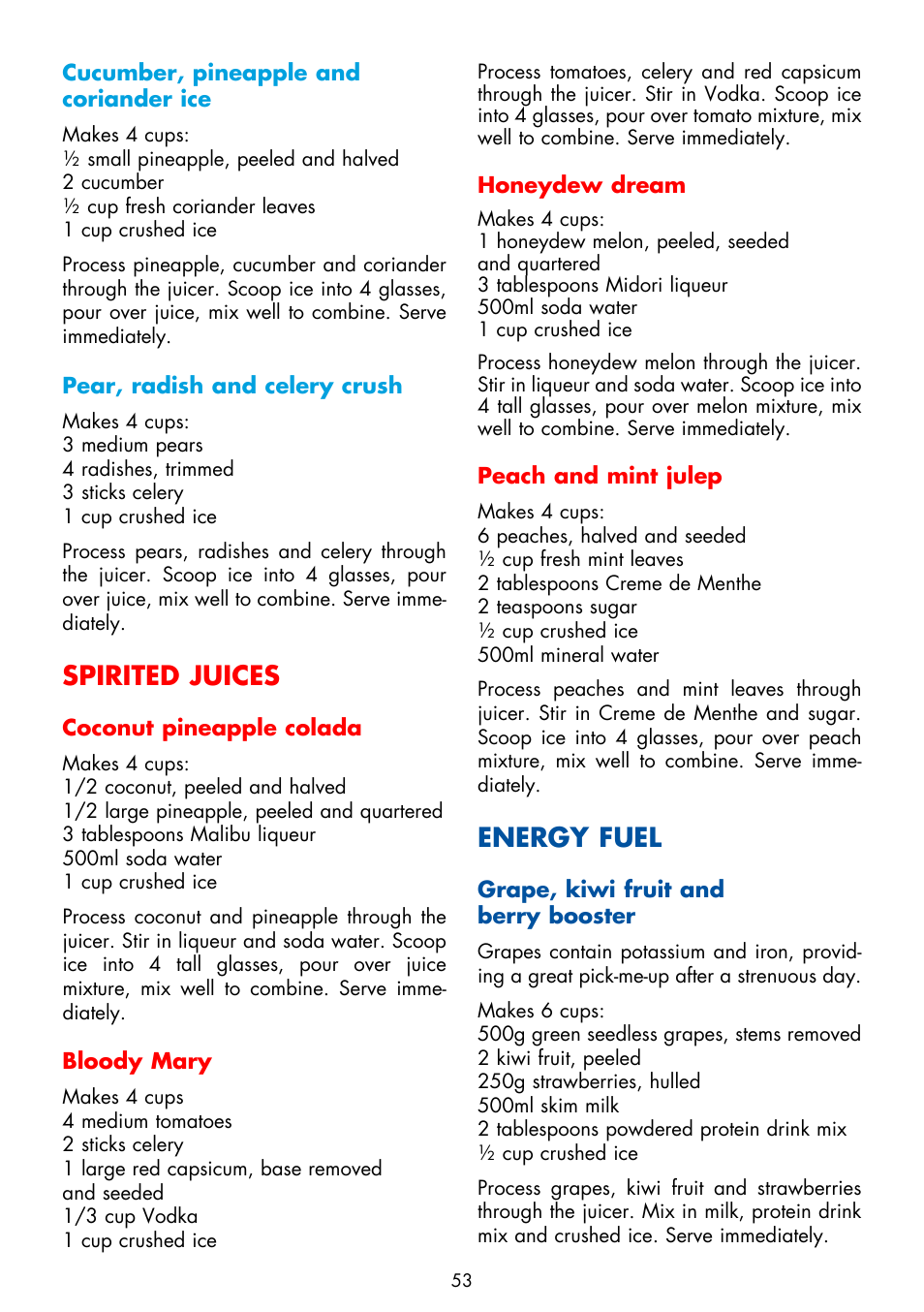 Spirited juices, Energy fuel | Gastroback 40133 Design Juicer Advanced Pro User Manual | Page 23 / 26