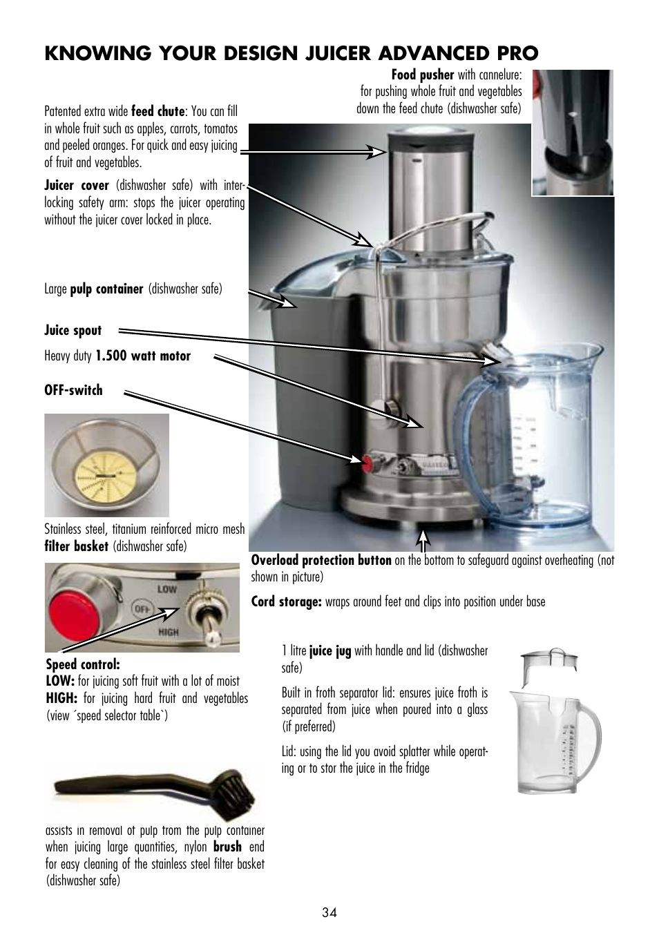 Knowing your design juicer advanced pro | Gastroback 40133 Design Juicer Advanced Pro User Manual | Page 4 / 26