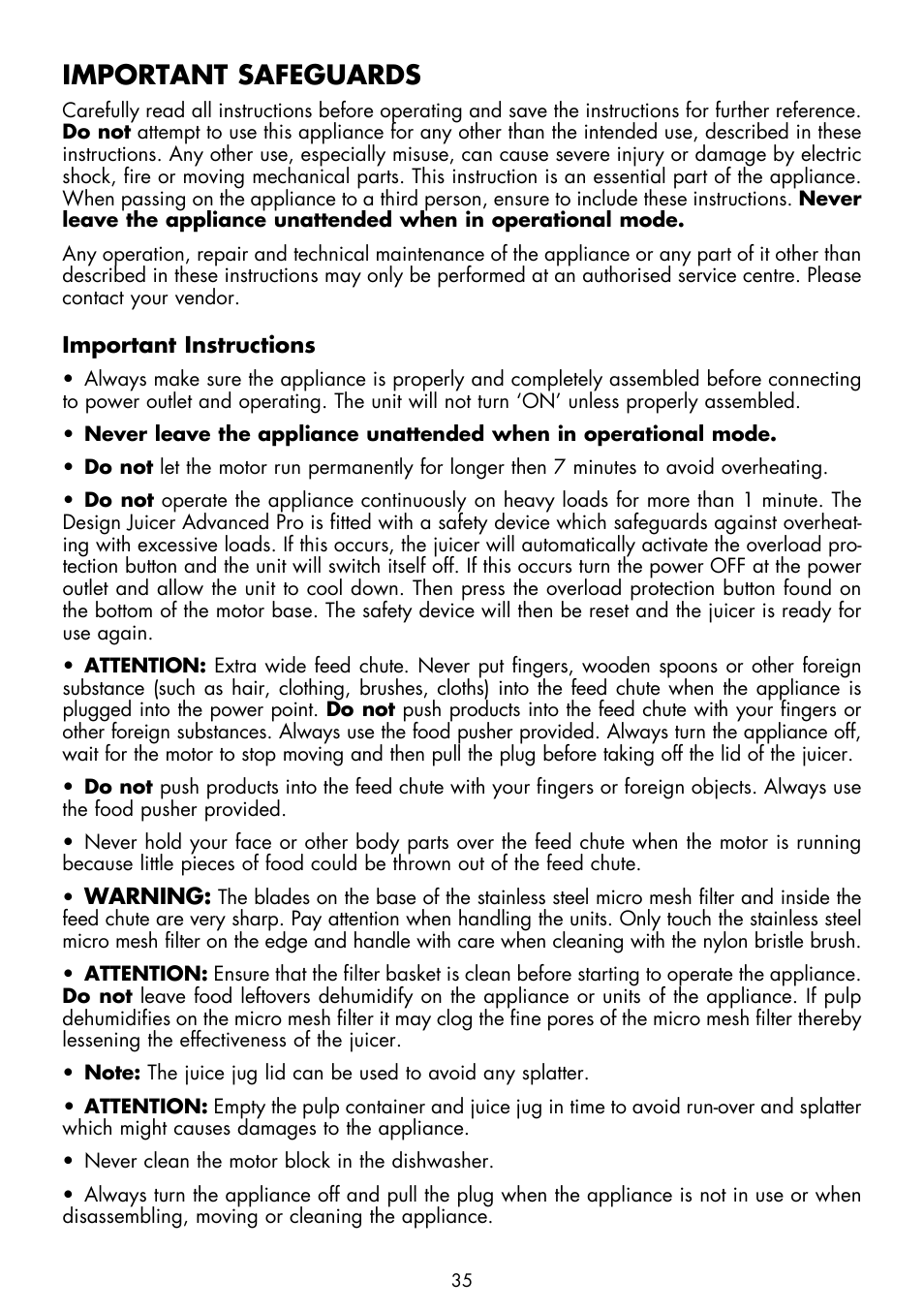 Important safeguards | Gastroback 40133 Design Juicer Advanced Pro User Manual | Page 5 / 26