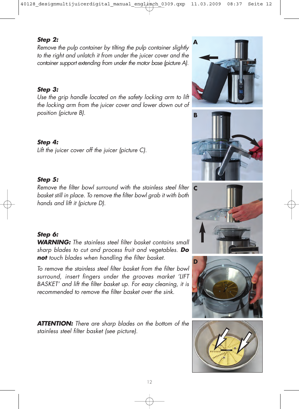 Gastroback 40128 Design Multi Juicer Digital User Manual | Page 12 / 32