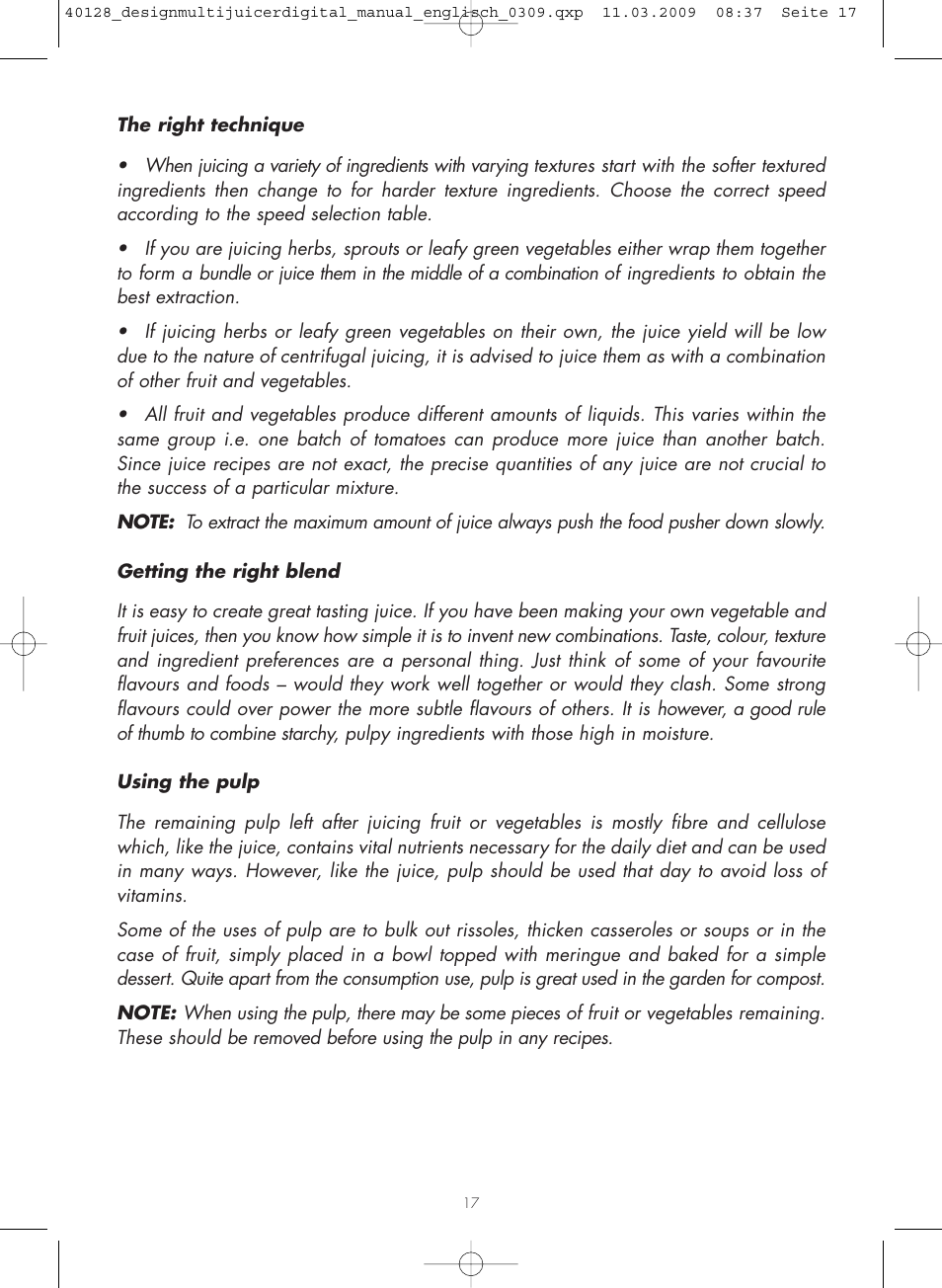 Gastroback 40128 Design Multi Juicer Digital User Manual | Page 17 / 32