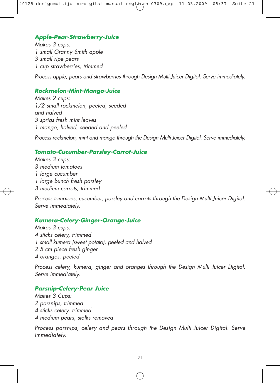 Gastroback 40128 Design Multi Juicer Digital User Manual | Page 21 / 32