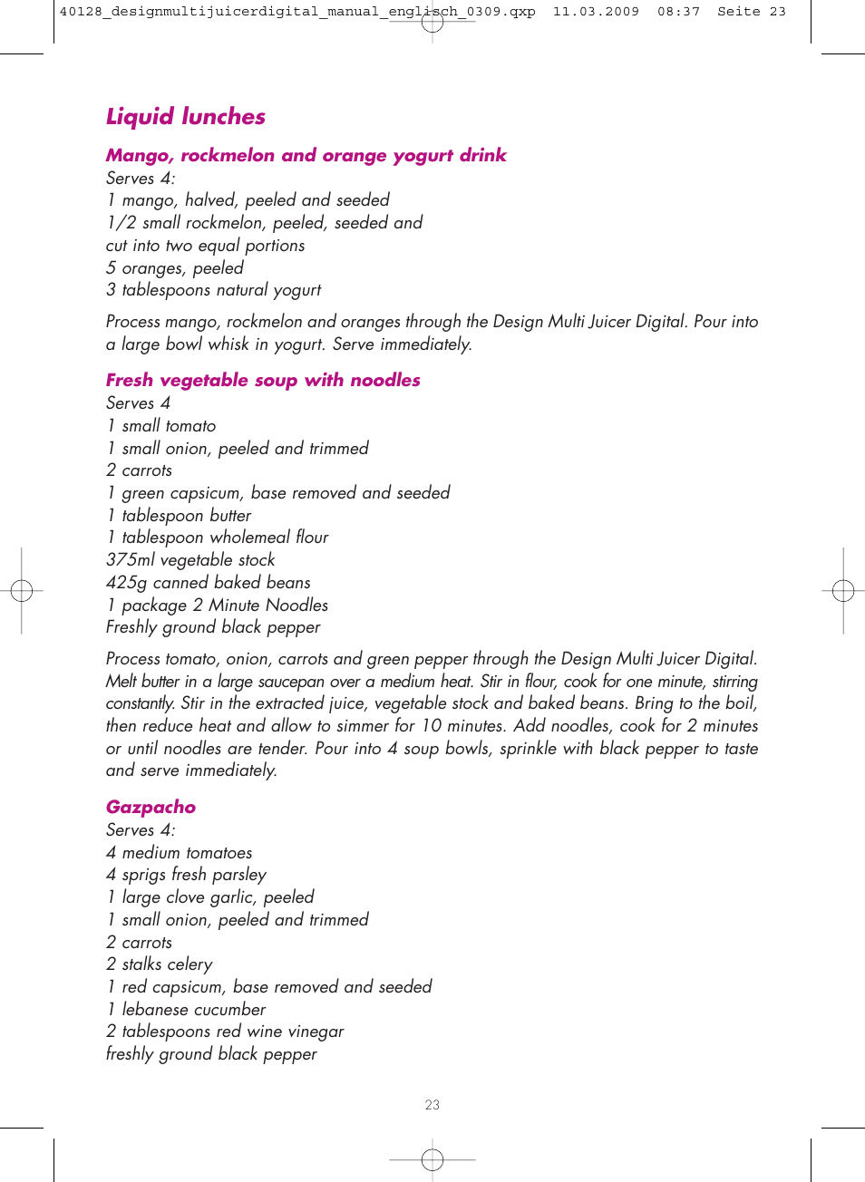 Liquid lunches | Gastroback 40128 Design Multi Juicer Digital User Manual | Page 23 / 32