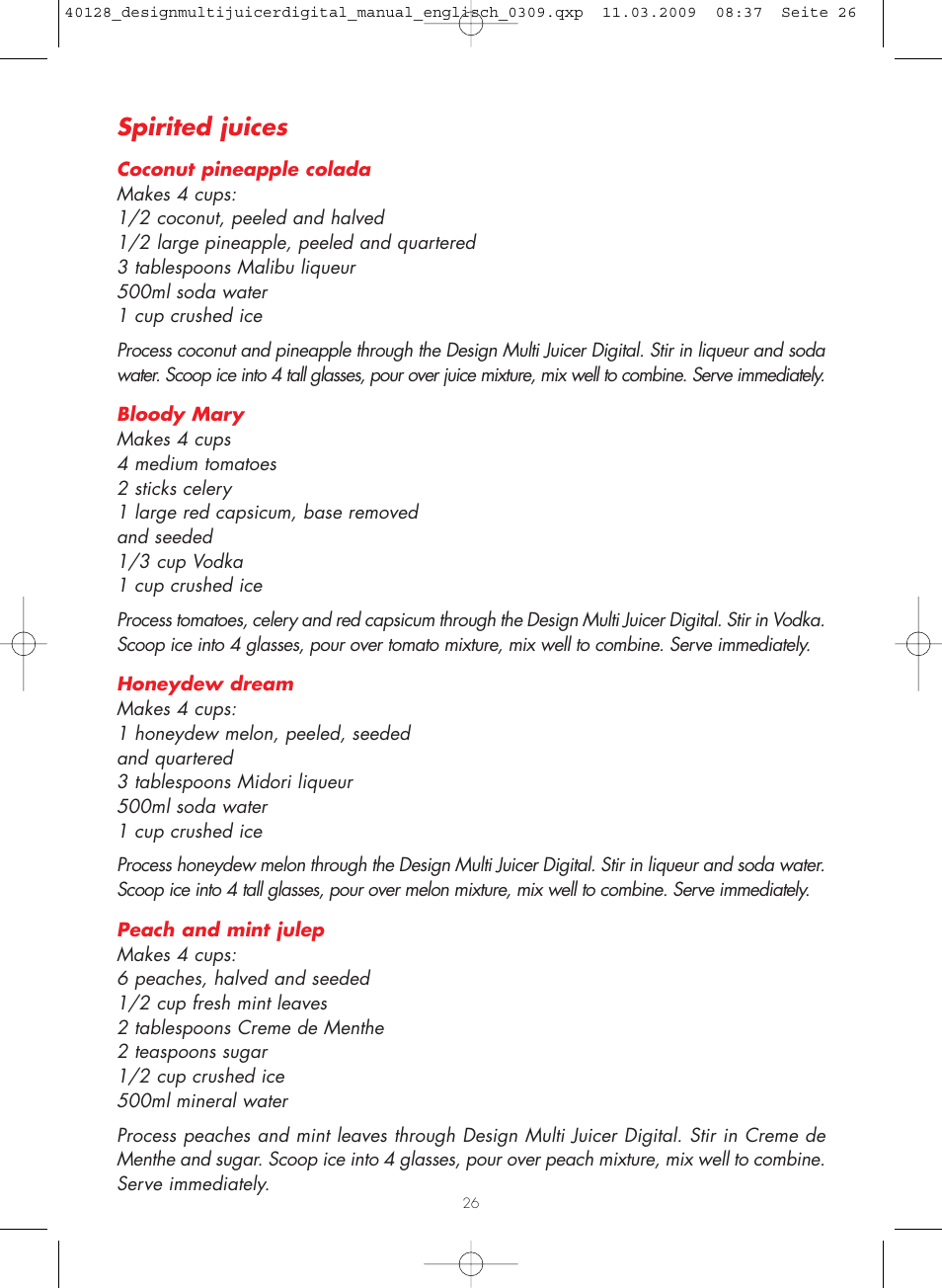 Spirited juices | Gastroback 40128 Design Multi Juicer Digital User Manual | Page 26 / 32