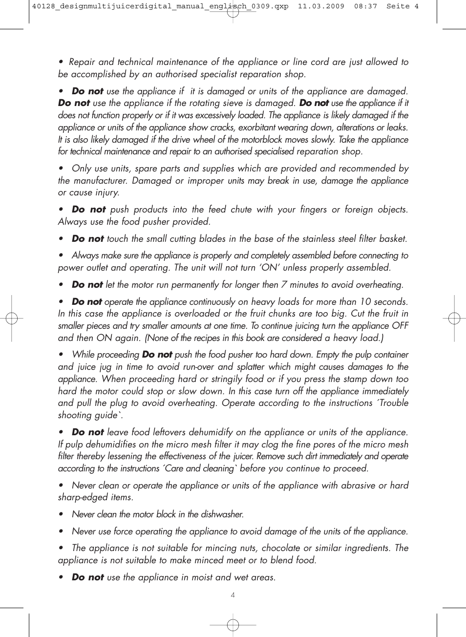 Gastroback 40128 Design Multi Juicer Digital User Manual | Page 4 / 32