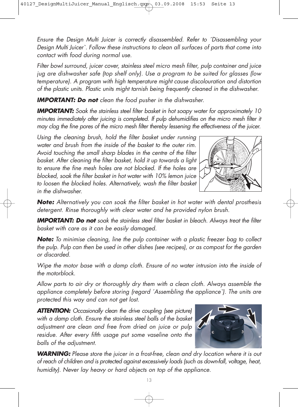 Gastroback 40127 Design Multi Juicer User Manual | Page 13 / 32